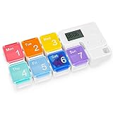 ASRIO Weekly Pill Organizer, Automatic Pill Dispenser for Elderly, 7 Day Pill Box with 4 Alarm...