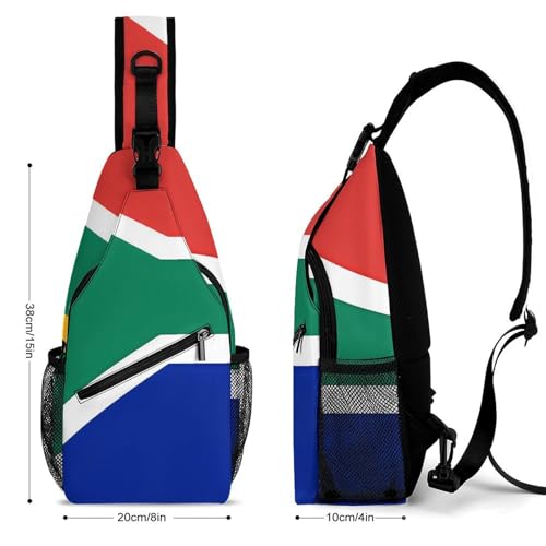 Morrales tipo sling con bandera de Sudáfrica blanco para viaje miniatura 2