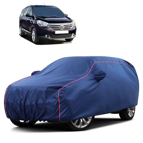 Image of Sulfar 100% Water Resistant Car Body Cover Compatible with Mirror for Renault Lodgy (Triple Stitched, Full Bottom Elastic, Blue Taffeta with Red Piping)
