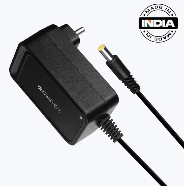 Image of Zebronics PA122A Power Adapter, 12V DC, 24W, DC5525 Barrel Pin, Overload Protection, Compact Design for CCTV DVR /NVR