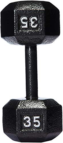 Image of amazon basics Cast Iron Hexagon Fixed Dumbbell, 15.9 Kgs (35 pounds) Black
