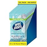 WET ONES - Be Gentle | Plastic Free Anti-bacterial Bio-degradable Hand Wipes | 400 Total - 10 packs x 40 wipes
