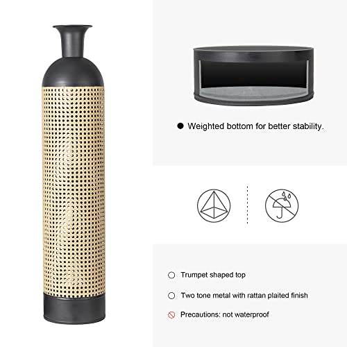 Set Of 2 Floor Metal Vase For Decor Hollow Out Boho Farmhouse Tall Flower Vase For Faux Flower Arrangement Large Elegant Glazed Metal Vase For Centerpiece/Table/Ground/Living Room Home Decor #TOP6