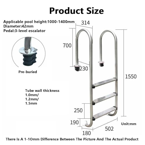 Escalera para piscina 3 peldaños acero inox miniatura 2