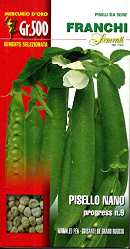 Franchi sementi sementi di qualità di piselli nani, mezza rama, rampicanti in confezioni varie (nano progress nr 9, 500 grammi)