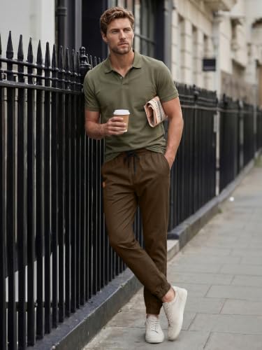 Image of JMIERR Mens Cotton Stretch Joggers Casual Twill Athletic Track Pants