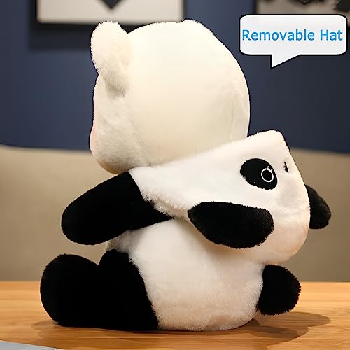 Image of Cartoon Plush Cross-Dressing Teddy Bear Plush Toy, Cute Teddy Bear with Removable Stitchhat (Black Panda, 11 inch / 0.5 lb)