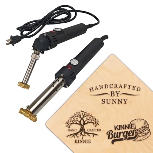 Temperature-Controlled Electric Branding Iron Wood Burning Stamp Iron for Leather Woodworking Tools Gifts for Father's Day Personalized Brass Stamp for Burger Cake Steak (300w Electric Branding Iron)