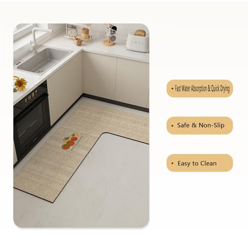 Tapis cuisine diatomite absorbant et durable de forme L haute densité - 4