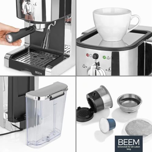 Foto von BEEM ESPRESSO-PERFECT | Espresso-Siebträgermaschine | Kapselmaschine - 20 bar | Geeignet für Kapseln, Pulver & Pads | Milchschaumdüse
