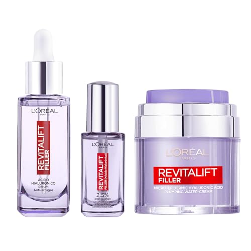 L'Oréal Paris Revitalift Filler Anti-Edad Rutina Hidratación Duradera y Profunda con [1,5% Ácido Hialurónico + Vitamina Cg + Glicerina] Rellena Arrugas al Instante
