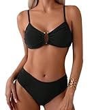 Costumi da Bagno Donna Push Up Imbottito Reggiseno Scollo a V Due Pezzi Bikini Set Sexy Vintage Swimwear Elegante set perizoma bikini costume da bagno push up con triangolo coppa spaghetti due pezzi