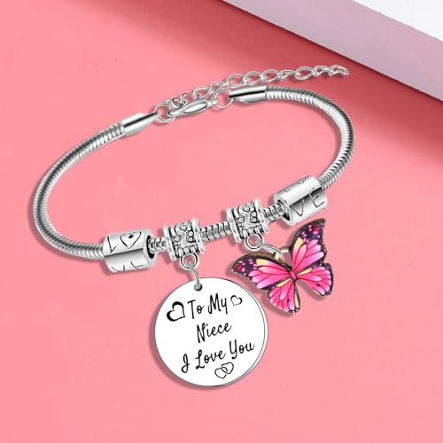Wimeiren To My Niece Butterfly Charm Bracelet - I Love You Gifts for Niece Birthday & Christmas3