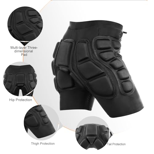 Image of Protective Padded Shorts, Impact Resistance Sportswear Outdoor Impact Protective Gear for Snowboard, Skate, Ski, Skateboard, Unisex, 3D Protection for Hip, Butt and Tailbone (Large) (M)