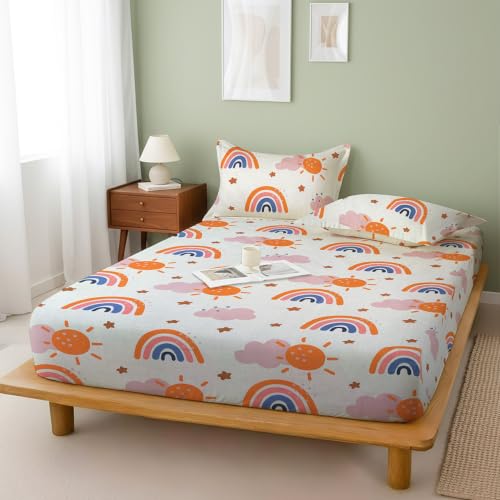 Image of Weave & Decor Printed Kids Bedsheets for King Size Bed 72x78x8 Inches, with 2 Pillow Covers 20x30, for Longer Double Mattresses