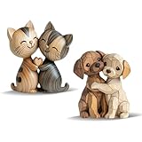 DUINIU 2 Pezzi di Gioielli per Animali, Decorazione Desktop per Gatti, Intaglio del Legno A Coppia Piatta 2D, Adatto per Decorare Camere da Letto E Uffici.
