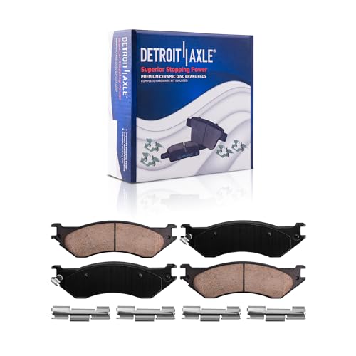Image of Detroit Axle - Rear Brake Kit for 2001 2002 Dodge Ram 2500 3500 Replacement | Drilled & Slotted Disc Brake Rotors Ceramic Brake Pads: 12.72 in Rotors