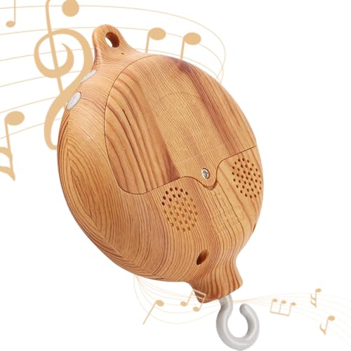 Baby Mobile Music Box, Holzoptik Caja Musical para Bebes Melodias, Carrusel Cuna Bebe con Gancho Giratorio 35 Canciones de Cuna Campana para Cama de Cuna