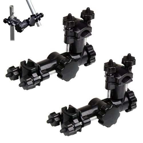 2 Stück Angelstuhl Regenschirmhalter, Angelstuhl Zubehör, Multifunktionaler Schirmstangenhalter, 360° Drehbar Angelrutenhalter, Sonnenschirmhalter Fester Clip, für Fahrrad Kinderwagen Rad Angelstuhl