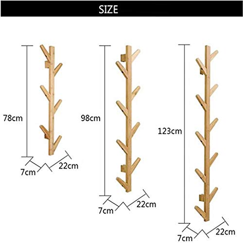Perchero de pared de bambú blanco con ganchos tipo árbol para colgar ropa 6