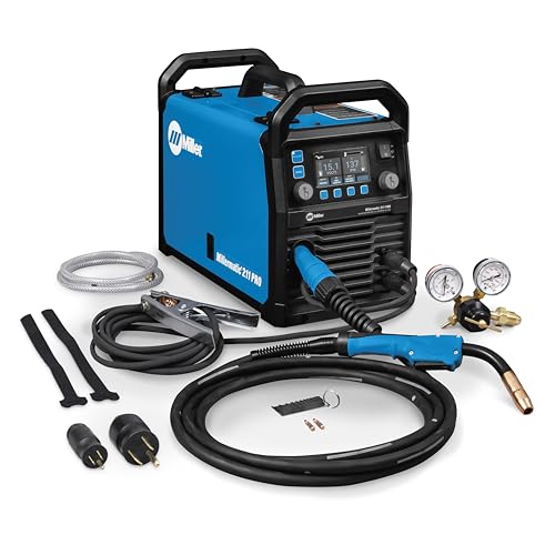 Image of Millermatic 211 PRO MIG Welder Machine - Dual-Voltage Portable Flux Core Welder with Auto-Set & Spool Gun Detection - Aluminum, Mild & Stainless Steel Welding Machine - Wire Feed Gas Welder