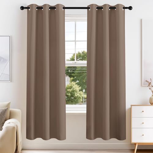 Image of PONY DANCE Blackout Window Curtains - Thermal Insulated Light Block Home Decor Room Darkening Curtain Panels Window Treatments Noise Reducing for Bedroom, 42 by 72 inches, Mocha, Set of 2