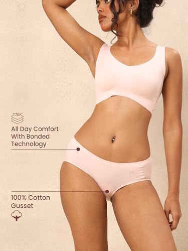 Image of Krvvy Breeze Hipster Underwear for Women | Seamless Mid Waist Panties with Super Stretchable Fabric | Odourless Ventilation | InvisiSoft Edges