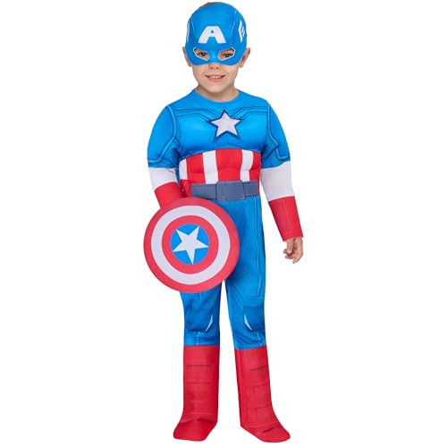 Rubies Official Marvel Spidey and His Amazing Friends Captain America Deluxe Toddler Kids Superhero Fancy Dress Age 3-4 Years