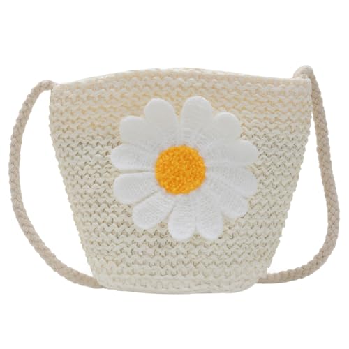 MEZHEN Girasol Bolsa de Bandolera Paja Bolsos de Hombro de Paja Margaritas Bolso de Mensajero Boho Para Vacaciones en la Playa Actividades al Aire Libre