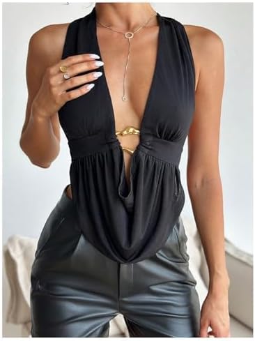 Women's Cute Summer Y2K Halter Top Sexy V Neck Tie Open Back Sleeveless Backless Going Out Tops for Women Club Party - Image 4