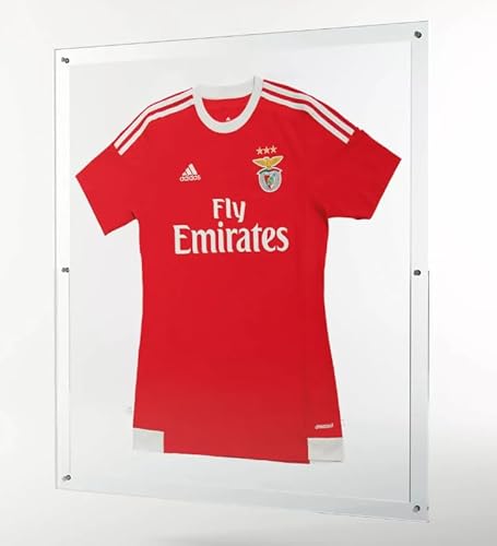 EstudioPlast Marco para Camiseta de Fútbol – Expositor Acrílico Cristal Premium 70x80 cm con Marco Completo de 10 mm y Montaje en Pared