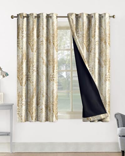 Image of Cloth Fusion Printed 100% Blackout Window Curtains 5 Feet Long Set of 2