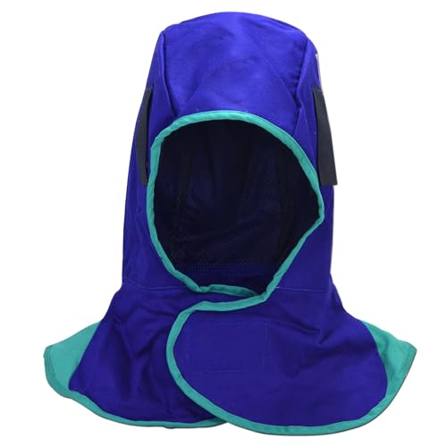 RIVERWELD Cagoule de soudage en tissu ignifuge pour soudeurs - Casque de soudage de couleur bleue - Équipement de sécurité au travail - Protection de la...