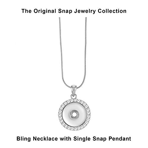 Ginger Snaps Bling Necklace | Interchangeable, Customizable & Adjustable Snap Jewelry Collection | Button Charms for Necklaces, Bracelets & Rings | Standard Size | SN90-413