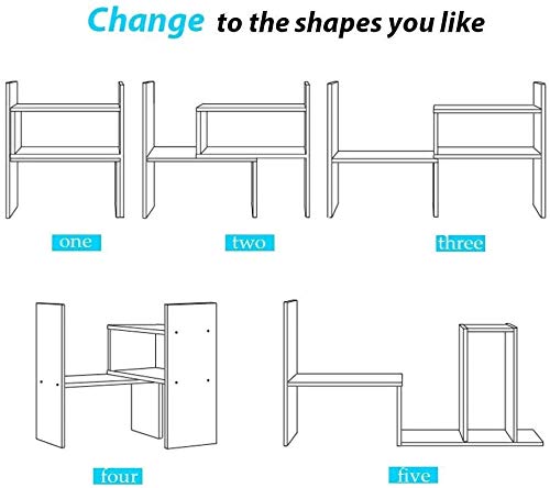 Ulrikco SJ-001 Expandable Wood Desktop Bookshelf Desktop Organizer Office Storage Rack Wood Display Shelf - Free Style Display Stand Shelf Office Supplies Storage Shelf, Adjustable Display Rack thumb #4