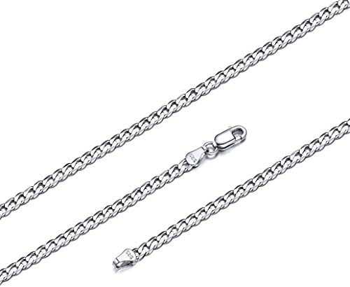 Silvora S925 Curb Link Chain Necklace 3MM/5MM, Sterling Silver Figaro Link Chains for Men Women Italy Miami Curb Chains 14-28 Inches