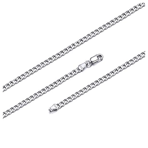 Silvora 51cm Cadena Plata Ley para Hombre Mujer, 3mm Cubana de Plata 925 Cadena eslabones cubanos