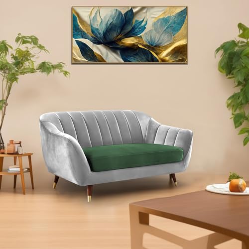 Image of Casaliving Anyse 2 Seater Sofa Set for Living Room (Green Grey Fabric) Premium Fabric Sofa