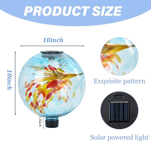Solar Gazing Ball, 10" Glass Reflective Garden Globe for Outdoor Lawn Decor by Wonder Solar - Image 2