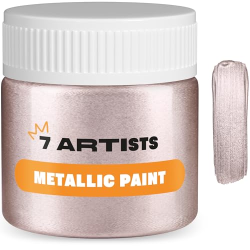 7 Artists Pintura Acrilica Dorada Rosa 50 ml Pintura Dorada Manualidades | Pintura Oro Metalizado | Oro Liquido Pintura | Pinturas Acrílicas | Pintura Acrilica Dorada para Metal, Madera