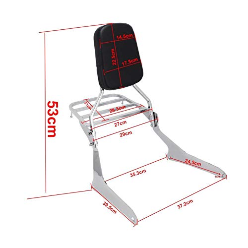 Passanger Backrest Sissy Bar + Luggage Rack For Yamaha V Star 1300 XVS1300A Midnight Star Heavy-Duty