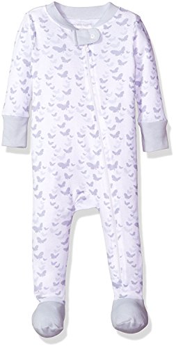 Burt's Bees Baby, Baby Girls,Sleeper Pajamas, Zip Front Non-Slip Footed Sleeper PJs, 100% Organic Cotton, Wisteria Butterfly Vine, 6-9 Months