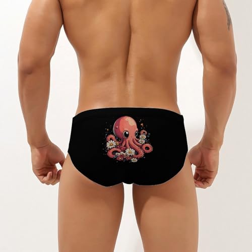 Octopus Floral Flowers Men's Swim Trunks Briefs Swimsuit Swimwear Bathing for Underwear Beach2