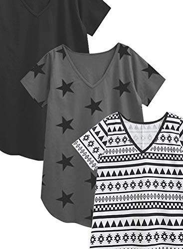 Image of A.T.U.N. (ALL THINGS UBER NICE) Womens Printed Cotton Long Sleeve Regular T-Shirt (Pack of 3)