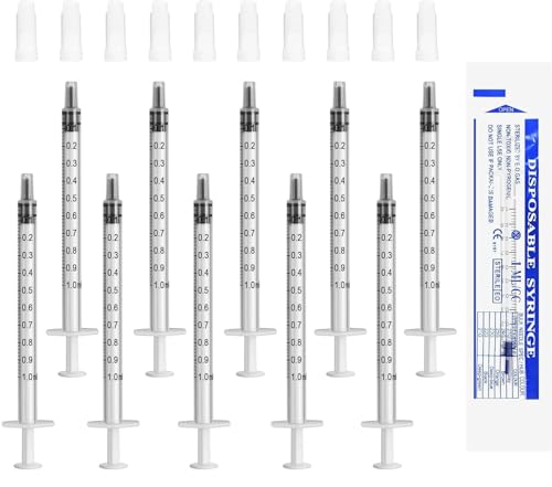 JOYSKY 50 jeringas de 1 ml con jeringa de plástico Luer sin aguja para rellenar y medir el aplicador de pegamento de líquidos, alimentación de mascotas, laboratorios científicos, jeringa de calostro