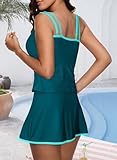 Dokotoo Tankini Swimsuits for Women 2026 Two Piece Bathing Suits Tummy Control Ruched Pocket Swim Suits with Skirt Green Large