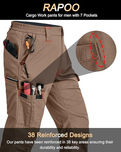 Image of Rapoo Mens Cargo Pants Ripstop Water Resistant Breathable Tactical Hiking Pants with 7 Pockets