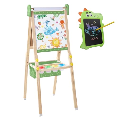 Cavalete para crianças, cavalete de arte para crianças, quadro-negro magnético ajustável e quadro br