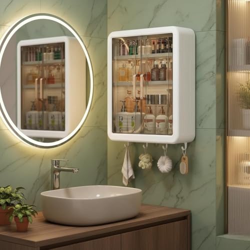 Image of BONTEC Bathroom Shelves | Sliding Glass Door, Multiple Shelves