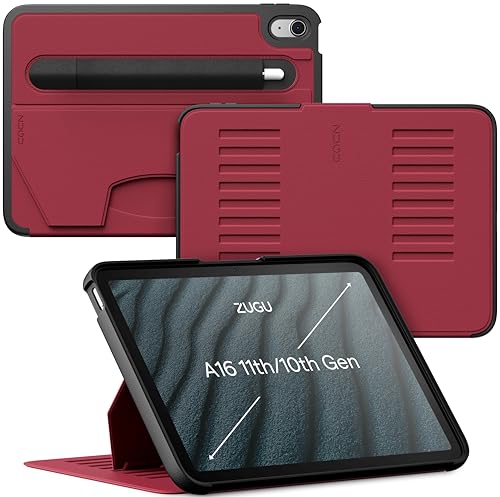 Image of ZUGU CASE for iPad A16 11th Generation 11 Inch (2025), 10th Gen 10.9 Inch (2022) Magnetic Stand & Sleep /Wake Cover, Model #s A3354, A3355, A3356, A2696, A2757, A2777, Scarlet Red